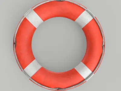 Retro Life Buoy Low Poly Low-poly 3D model
