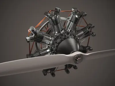 Animated Radial Engine 3D model