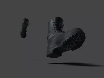 SHOE-005 Running Black Boots Low-poly 3D model