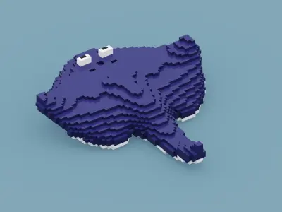 Voxel Stingray Low-poly 3D model