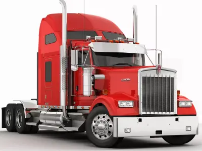 Kenworth W900 With Trailer 3D model