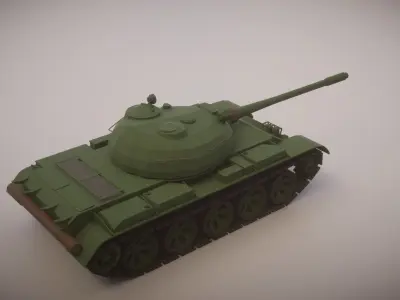 Simple T-55A Tank Low-poly 3D model