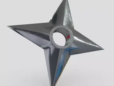 Shuriken 3 metal star Low-poly 3D model