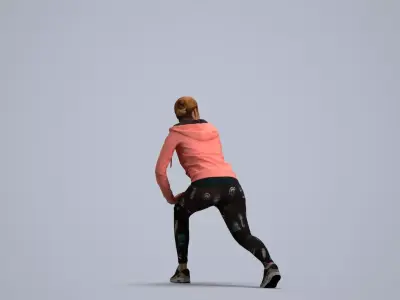 00115Halle008 - Adult Caucasian woman crouching during exercise 3D model