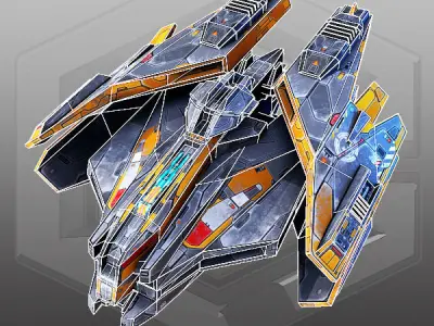 SciFi Fighter Low-poly 3D model
