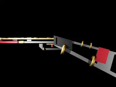 shot gun with golden rings Low-poly 3D model