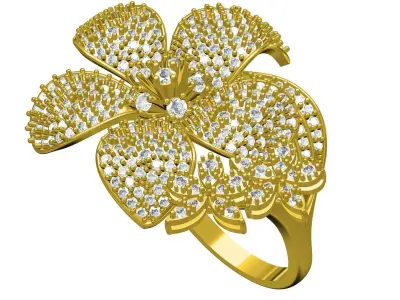 Antique Diamond Flower Cocktail Ring 3D print model