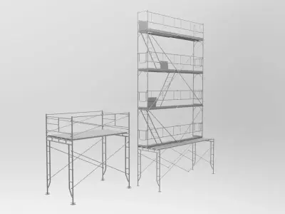Platform scaffolding tower and ladder 3D model