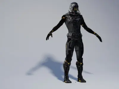 Fully rigged low poly cyborg Low-poly 3D model