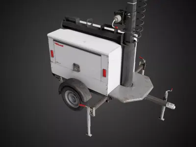  Portable Floodlight Generator Trailer Industrial Prop Low-poly 3D model