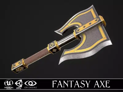 Fantasy Axe 1C Low-poly 3D model
