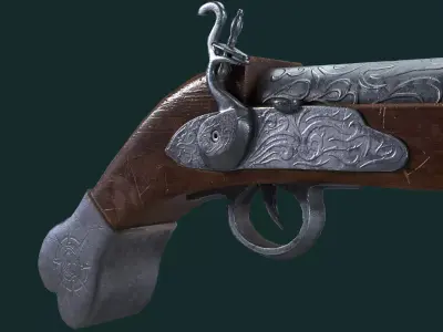 Pirate pistol Low-poly 3D model