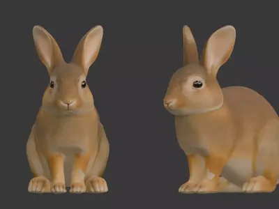 Rabbit 3D scan print Low-poly 3D model