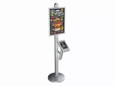 Store exhibition freestanding info tablet holder with poster 3D model