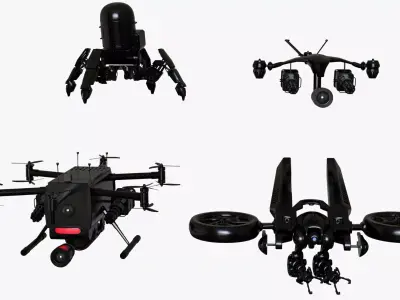 Ultimate Sci Fi Robot Drone Pack  4 Sci-Fi Models 3D model