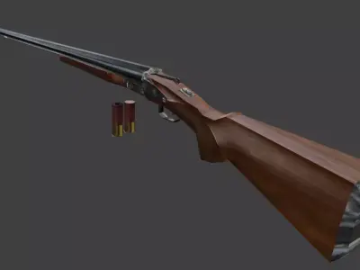 Low Poly CZ Sharp Tail 2 Shot Shotgun Modular Non-Rigged Free low-poly 3D model