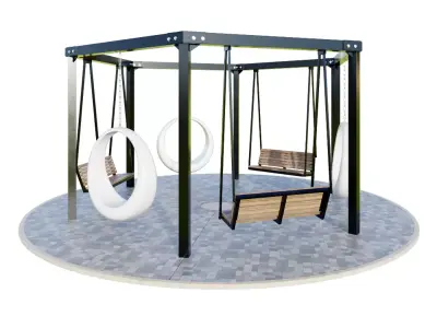 city element Set of pergolas with swings and benches 4 Free low-poly 3D model