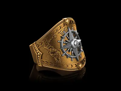 Compass Men Ring 3D print model