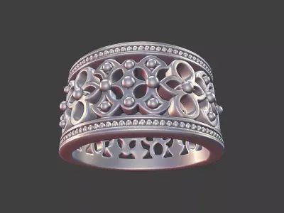ornamental ring silver engraved band detailed mens unisex ring 3D print model