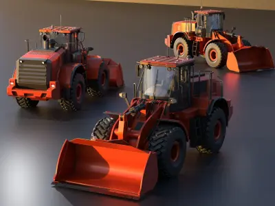 Wheel Loader Atlas Orange Low-poly 3D model