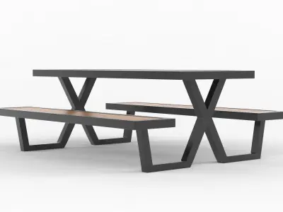 Coffee Table with Iron Legs Free 3D model