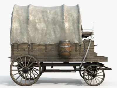  Wooden Covered Wagon-8K PBR 