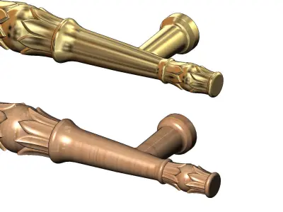 Round lotus bead door gate push pull handle 3D print model