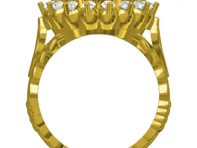 Antique Large Diamond Halo Engagement Ring 3D print model