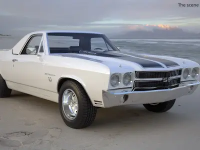  White Chevrolet El Camino SS 1970 Simplified 