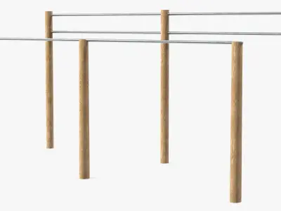 Outdoor Wooden Sports Crossbars 3D model
