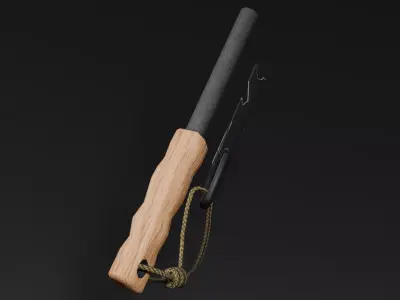Ferro Rod Firestarter Low Poly Bushcraft Tool Low-poly 3D model