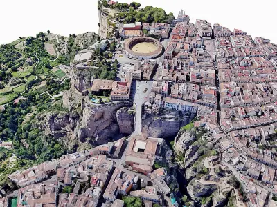 Ronda-bridge-cliff city in spain Low-poly 3D model
