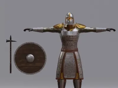 Knight in armor 3D model 6