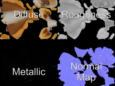 Realistic Fish Model Pack with PBR Textures Low-poly 3D model