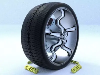 ORTAS CAR RIM 18 GAME READY RIM TIRE AND DISC 3D model