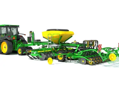Tractor with Seed Drill 3D model purchase