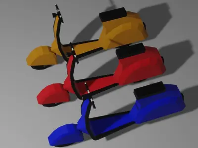 Scooter LowPoly three colorful scooters Low-poly 3D model