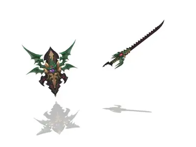 Dragon - Sword and Shield Low-poly 3D model