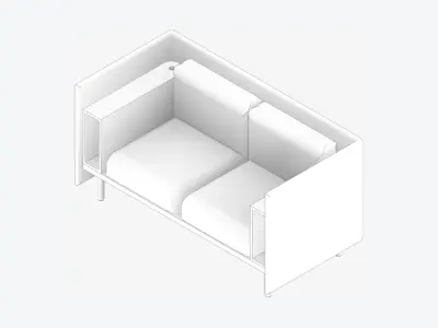 Sofa - Contemporary - Flame - Small - Armrest Shelf Low-poly 3D model