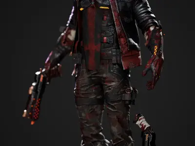 Masked biker gang soldier Low-poly 3D model