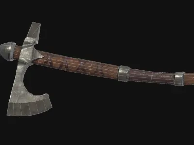 Wooden Axe Low-poly 3D model 3
