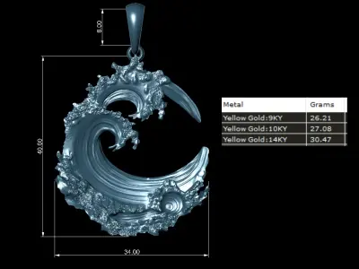 wave pendant 3D model