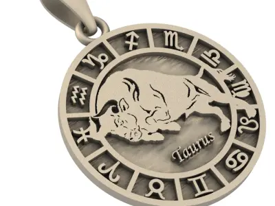 pendant zodiac taurus 3D print model