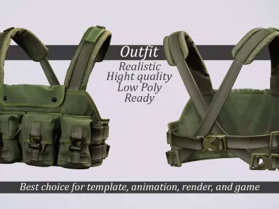 Military Tactical Vest-Game Ready Low-poly 3D model