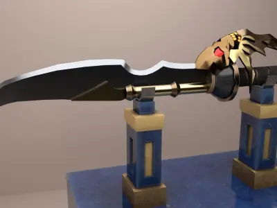 Sword with Skull Plate at Handle Gaming Asset 3D Model Low-poly 3D model