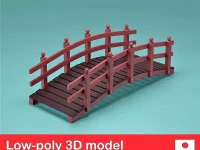 Japanese Bridge Low-poly  Free low-poly 3D model