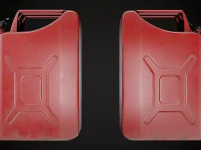 Red gasoline canister Low-poly 3D model