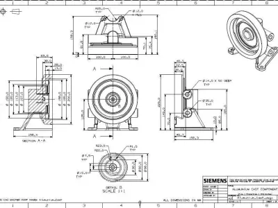 Alumunium CAST component Free 3D model