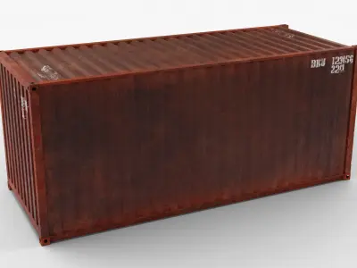 20Ft Cargo Container - Black - Rusted 3D model