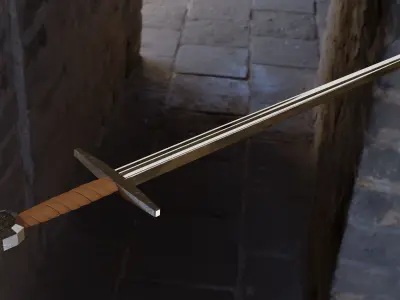 Broadsword sword Low-poly 3D model